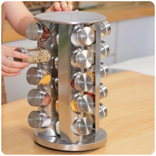 Suporte Giratório para Temperos em Aço Inoxidável FlavorTower™