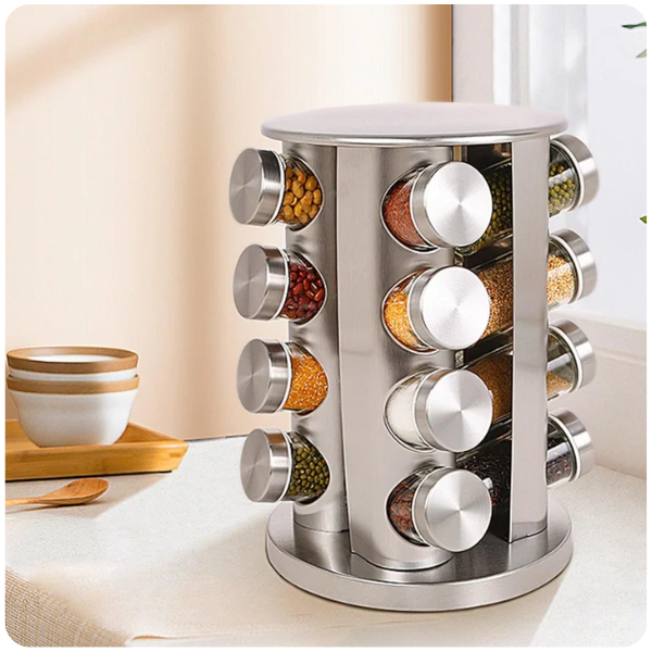 Suporte Giratório para Temperos em Aço Inoxidável FlavorTower™